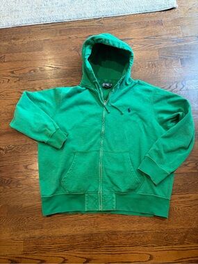 Ralph Lauren Green Hoodie Zip-Up with Polo Label